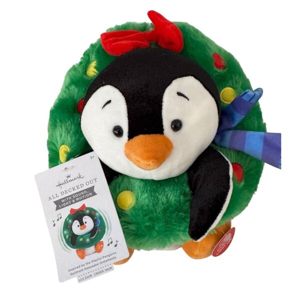Hallmark All Decked Out Penguin Plush Toy With Sound Light & Motion - Picture 1 of 5